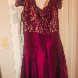 Dark red off shoulder dress